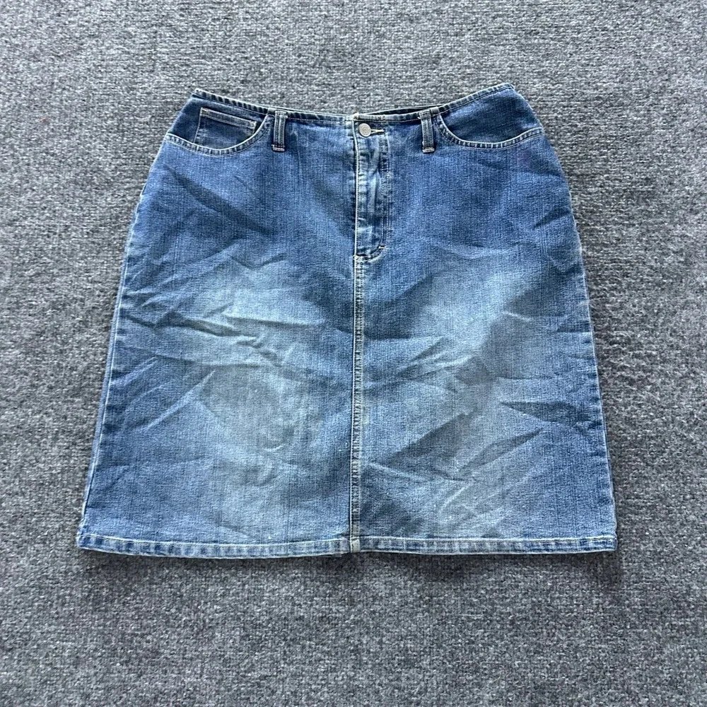 Gloria Vanderbilt Denim Skirt Womens Size 10 Blue Stretch Casual Mini Five